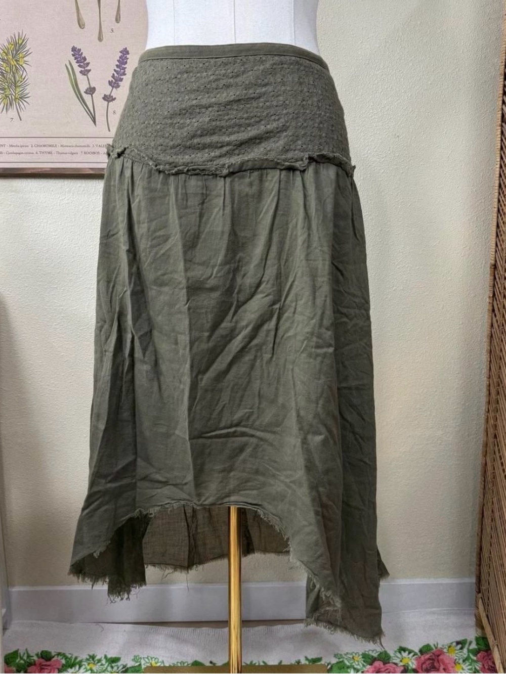 Xhilaration Olive Green Tiered Midi Skirt